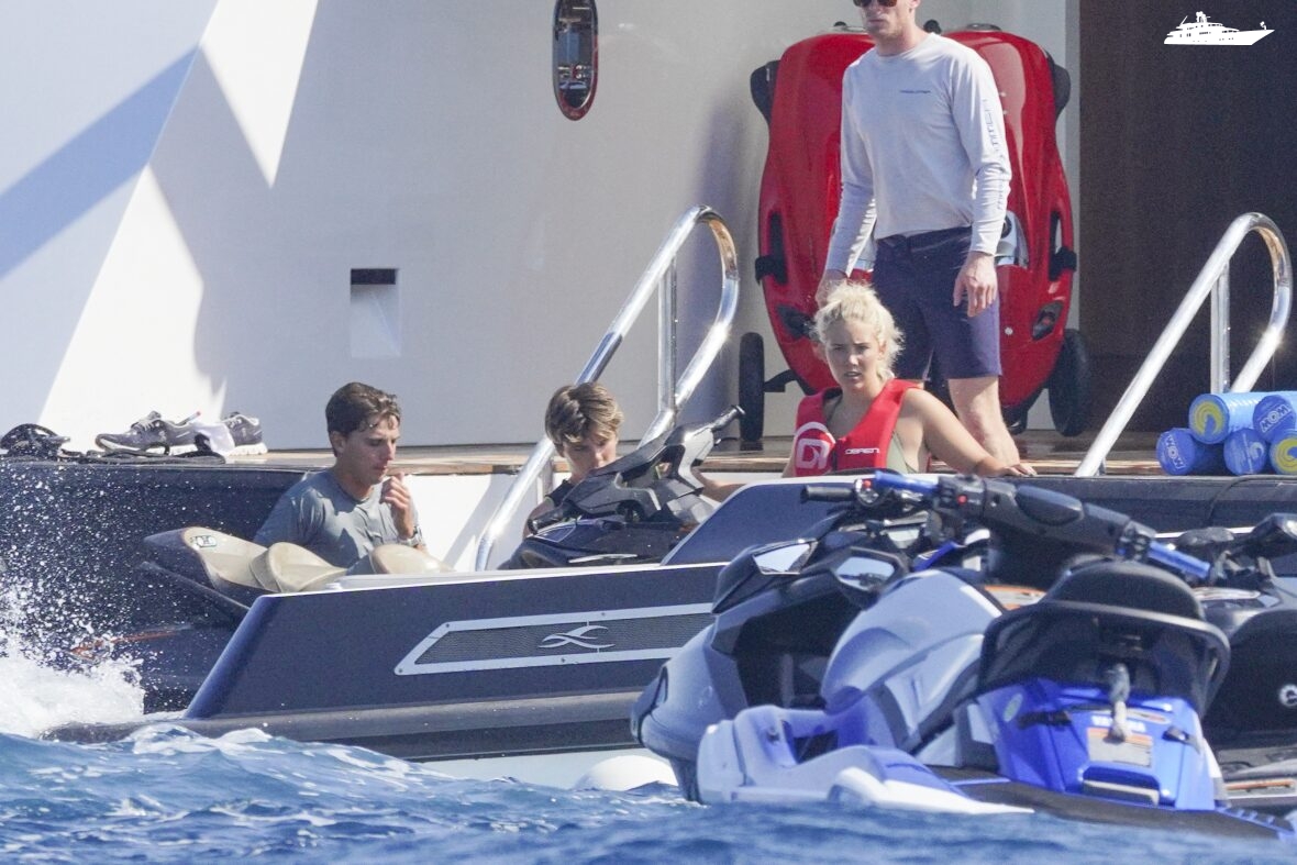 The Beckham family relaxing on a yacht during holidays in St-Tropez. 22 Jul 2022 Pictured: The Beckham family. Photo credit: EliotPress/MEGA TheMegaAgency.com +1 888 505 6342 (Mega Agency TagID: MEGA880456_006.jpg) [Photo via Mega Agency]